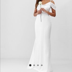 Missguided of the shoulder fishtail maxi dress